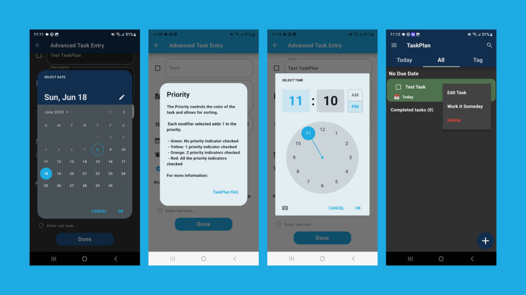 TaskPlan Mobile App on Samsung S22 Ultra